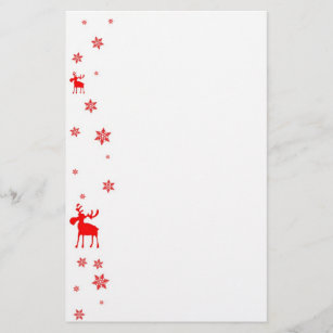 Modern Simple Red Moose Snowflakes Stationery
