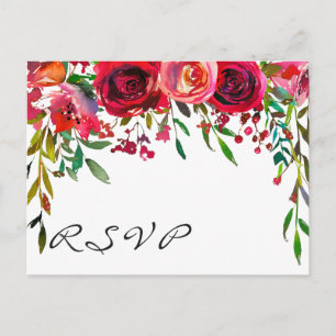 Modern Simple Red Rose RSVP Card