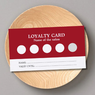 Modern Simple Red White Salon Loyalty Card