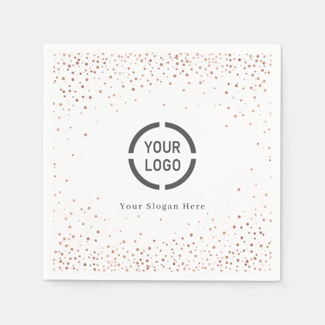 Modern simple rose gold glitter company logo napkin (Front)