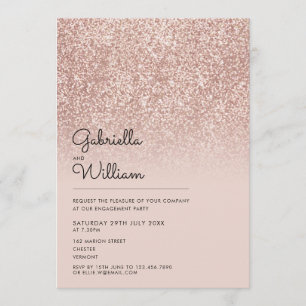 Modern Simple Rose Gold Glitter Engagement Party Invitation