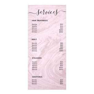 Modern Simple Rose Marble Salon Service Menu