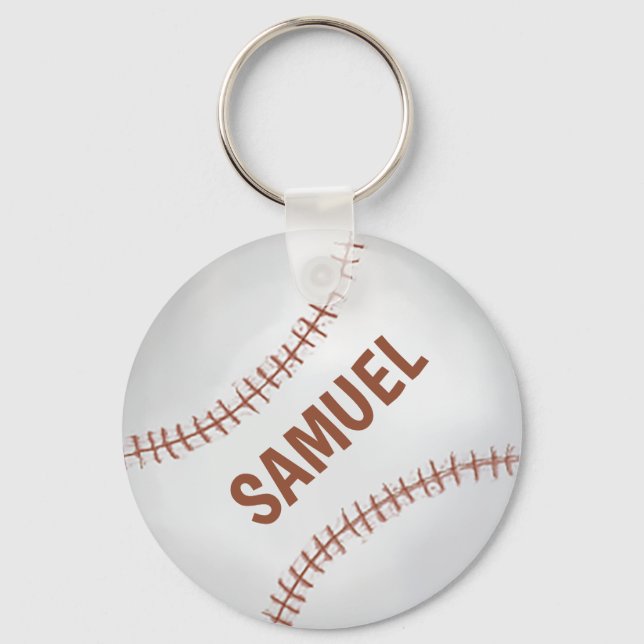 Modern Simple Rustic Baseball Sports Custom Key Ring (Front)