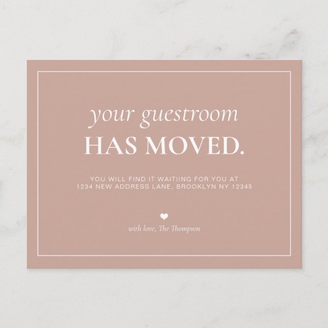 Modern Simple Rustic Guest Room We've Moved Moving Announcement Postcard (Front)
