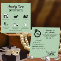 Modern Simple Sage Green Jewellery Care Instructio