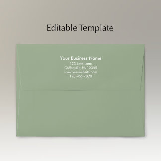 Modern Simple Sage Green Personalised Business Envelope