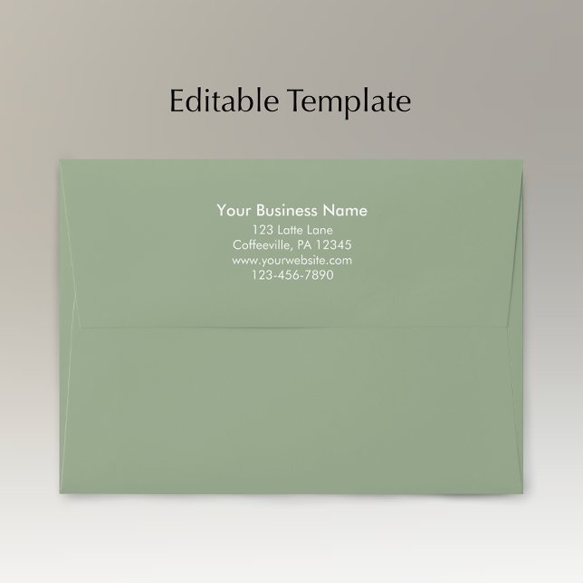 Modern Simple Sage Green Personalised Business Envelope (Add your name and address to the back flap of this modern sage green envelope.
)
