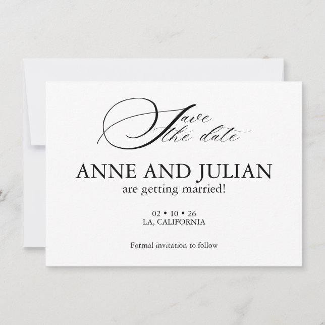 Modern Simple Save the date card with Back photo (Front)
