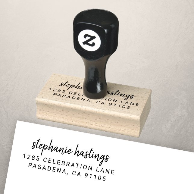 Modern Simple Script 50th Birthday Return Address Rubber Stamp (Creator Uploaded)