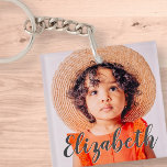 Modern Simple Script Add Your Name and Photo Key Ring<br><div class="desc">Design is modern and simple. Add a custom photo and  add his/her name. The colour of the typography works best on a photo which has colour at the typography part so that it will pop out.</div>