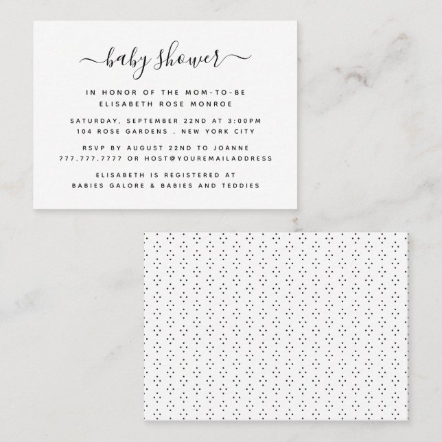 Modern Simple Script Baby Shower Ticket Invitation (Front/Back)
