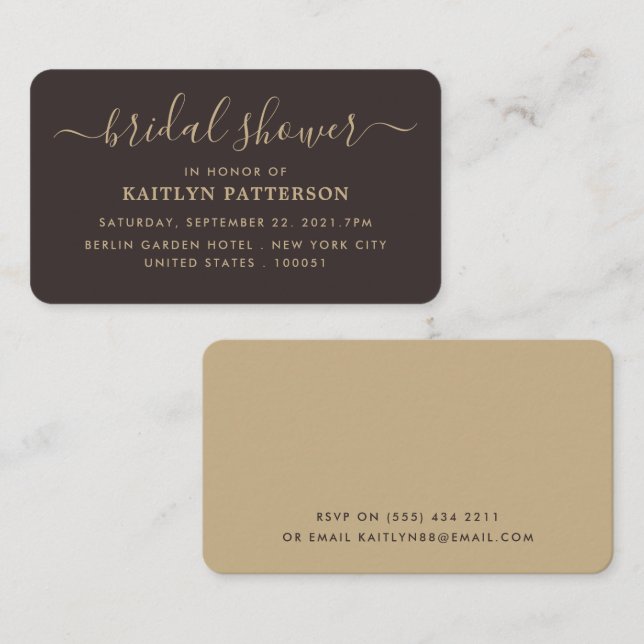 Modern Simple Script Bridal Shower Ticket Invite (Front/Back)
