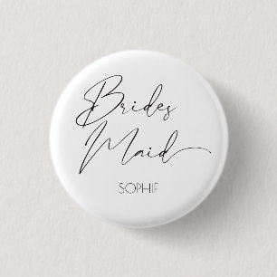 Modern Simple Script Bridesmaid Personalised Name  3 Cm Round Badge