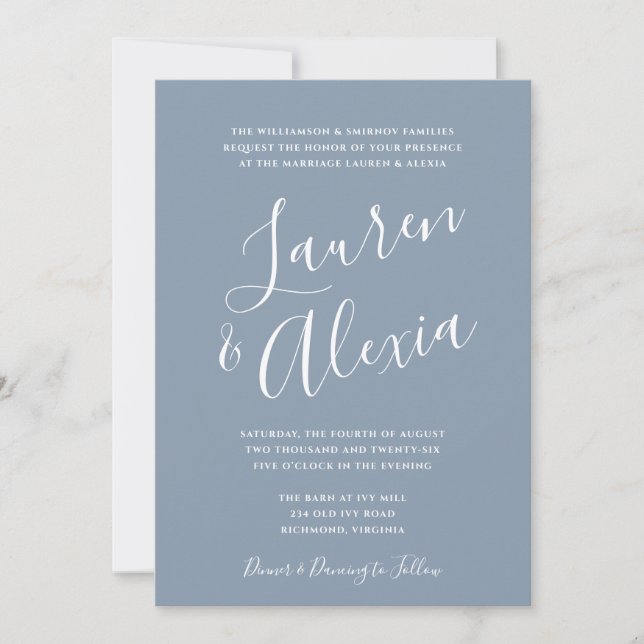 Modern Simple Script Calligraphy Photo Wedding  In Invitation (Front)
