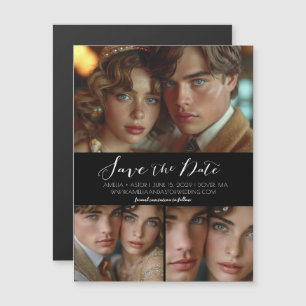 Modern Simple Script Collage Save the Date Magnet 