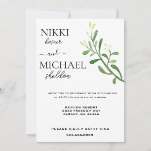 Modern Simple Script Minimalist Boho Wedding Invitation