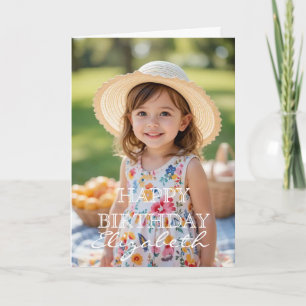 Modern Simple Script Photo Birthday Greeting Card