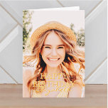 Modern Simple Script Photo Birthday Greeting Card<br><div class="desc">Design is modern and simple. Add a custom photo of the birthday celebrant and add his/her name,  add a custom message</div>