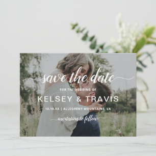 Modern Simple Script Photo Elegant Wedding Save The Date