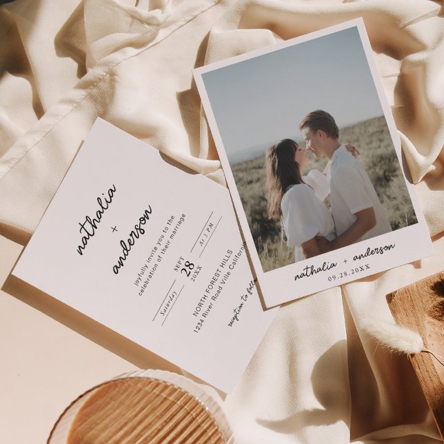 Modern Simple Script Photo Wedding Invitation (Creator Uploaded)