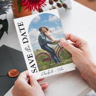 Modern Simple Script Photo Wedding Save The Date