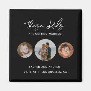 Modern Simple Script Photo Wedding Save The Date Magnet