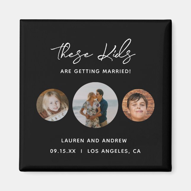 Modern Simple Script Photo Wedding Save The Date Magnet (Front)