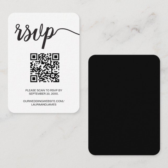 Modern Simple Script RSVP QR code Wedding Website Enclosure Card (Front/Back)