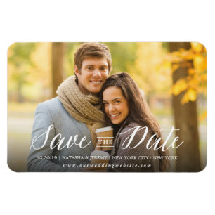 Modern Simple Script Save The Date Photo Magnetic Magnet