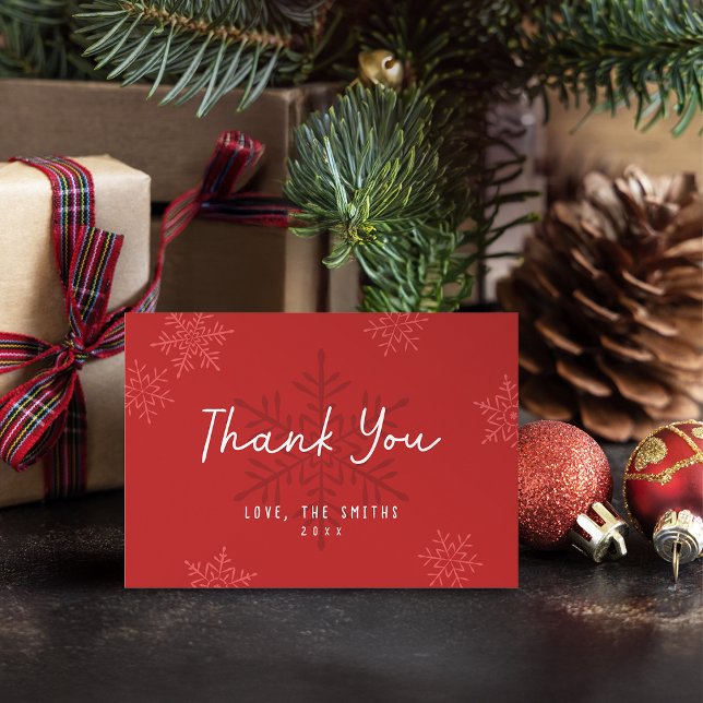 Modern Simple Script Snowflake Christmas Thank You Card (Modern Simple Script Snowflake Christmas Thank You)