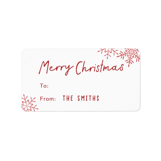 Modern Simple Script Snowflakes Christmas gift  Label (Front)