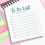 Modern Simple Script To Do List Notepad<br><div class="desc">A simple and modern teal blue and white notepad with the words "to do list" in a script font. Personalize it with your name. Makes a fun gift for Valentines Day,  birthdays or any occasion! Designed for you by Blackberry Boulevard.</div>