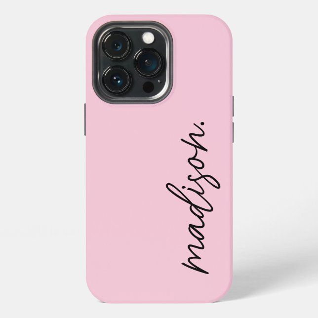 Modern Simple Script Trendy Stylish Blush Pink iPhone Case (Back)