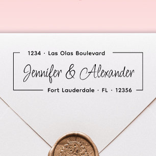 Modern Simple Script Wedding Return Address Self- Self-inking Stamp