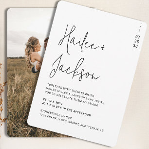 Modern Simple Script With Photo Minimalist Wedding Invitation