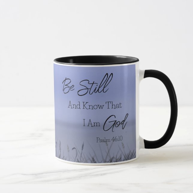 Modern Simple Scripture Blue Wheat Field   Mug (Right)