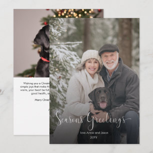 Modern Simple Seasons Greetings Overlay Photo Holiday Card