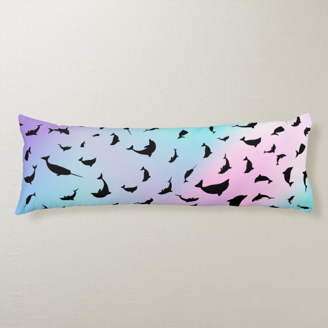 Modern Simple shark whale fish rainbow gradient  Body Cushion (Front)