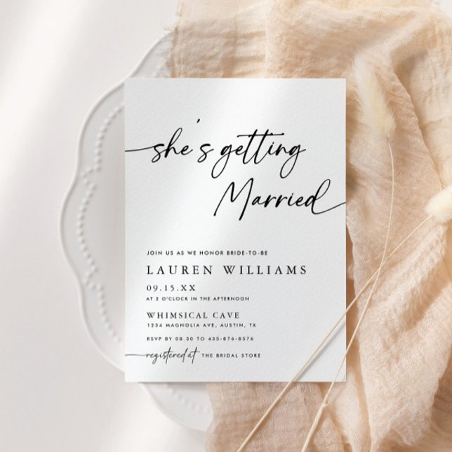 Modern Simple She's Getting Married Bridal Shower Invitation (Creator Uploaded)