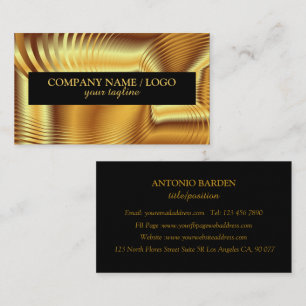 Modern Simple Shine Metallic Gold And Black Business Card