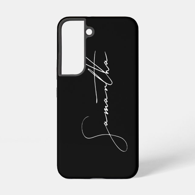 Modern Simple Signature Script Calligraphy Black Samsung Galaxy S22 Case (Back)
