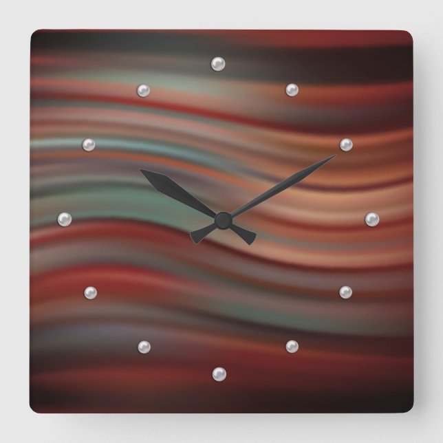 Modern simple silk satin texture design liquid flo square wall clock (Front)