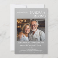 Modern Simple Silver 25th Wedding Anniversary