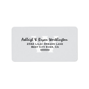 Modern Simple Silver and Black Monogram Wedding V1 Label