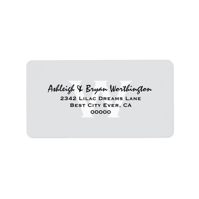 Modern Simple Silver and Black Monogram Wedding V1 Label (Front)