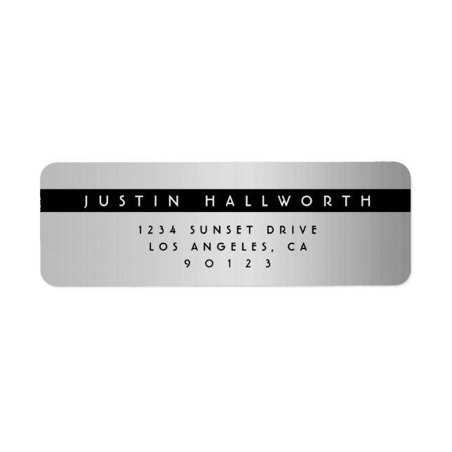 Modern Simple Silver Look Return Address Label (Front)