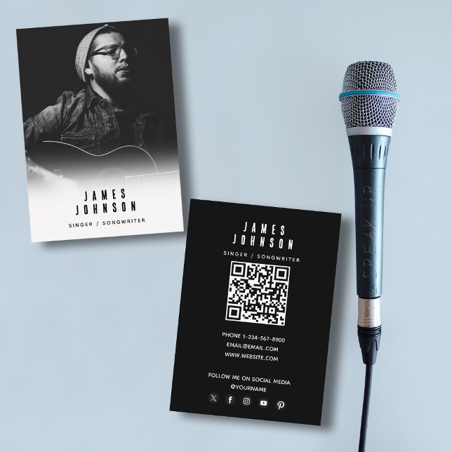 Modern Simple Singer Musician Photography  Business Card (Modern Simple Singer Musician Photography Business Card)