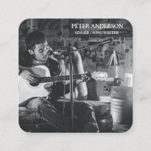 Modern Simple Singer Musician Photography Square Business Card