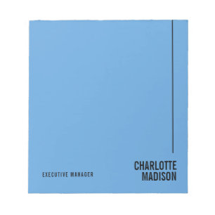 Modern Simple Sky Blue Minimalist Own Name Notepad