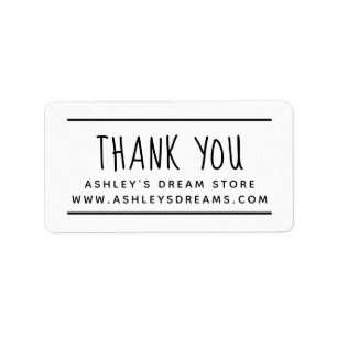 Modern Simple Small Business Black White Thank You Label